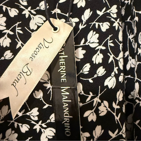 Catherine Malandrino NWT Ditsy Floral Print Midi Length Skirt Size 8 Black White - Picture 9 of 10